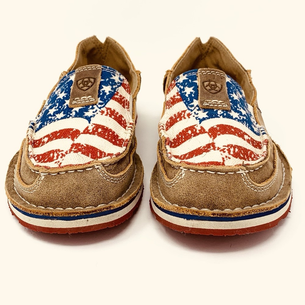 Ariat Women's Leather Suede Loafers Size 6 American Flag Style 10040359